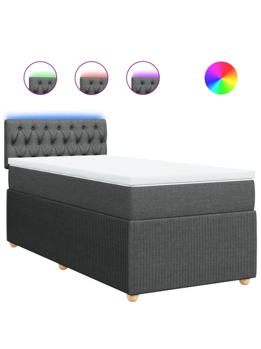Box spring postel s matrací tmavě šedá 100 x 200 cm textil
