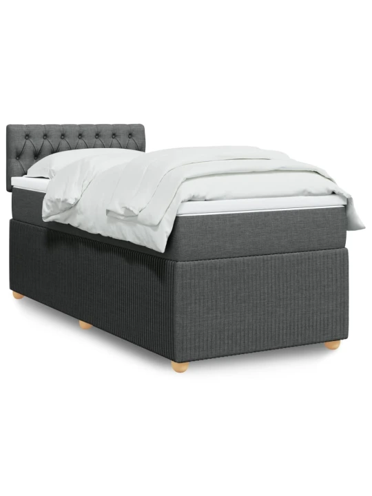 Box spring postel s matrací tmavě šedá 100 x 200 cm textil