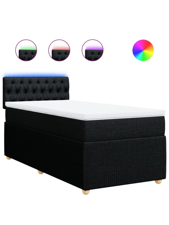 Box spring postel s matrací černá 100 x 200 cm textil