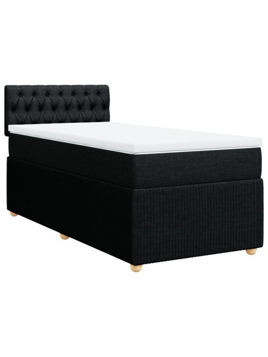 Box spring postel s matrací černá 100 x 200 cm textil
