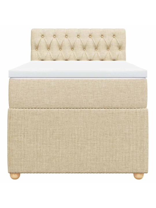 Box spring postel s matrací krémová 100 x 200 cm textil