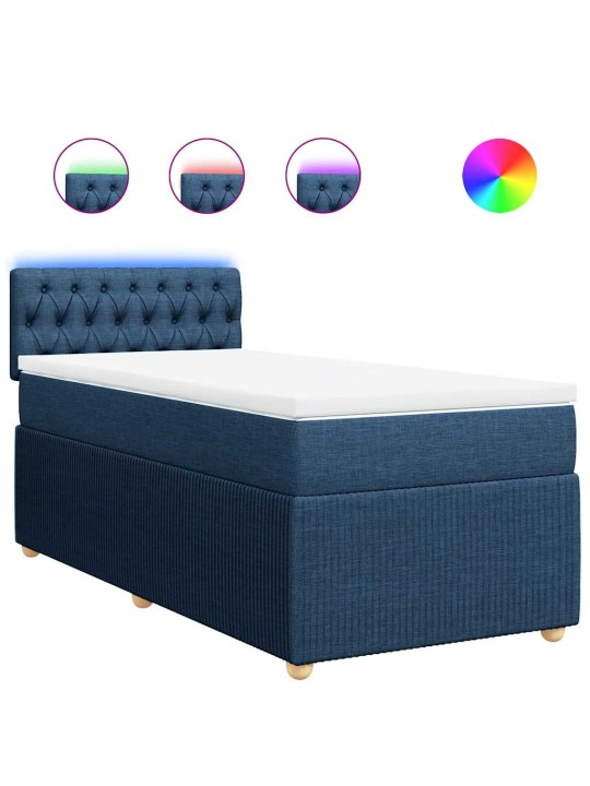Box spring postel s matrací modrá 100 x 200 cm textil