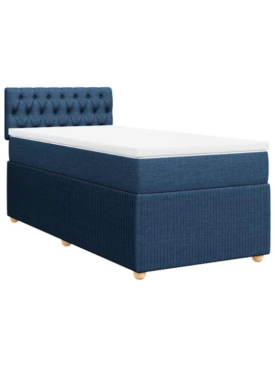 Box spring postel s matrací modrá 100 x 200 cm textil