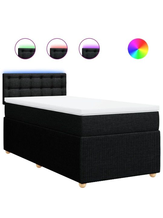 Box spring postel s matrací černá 100 x 200 cm textil