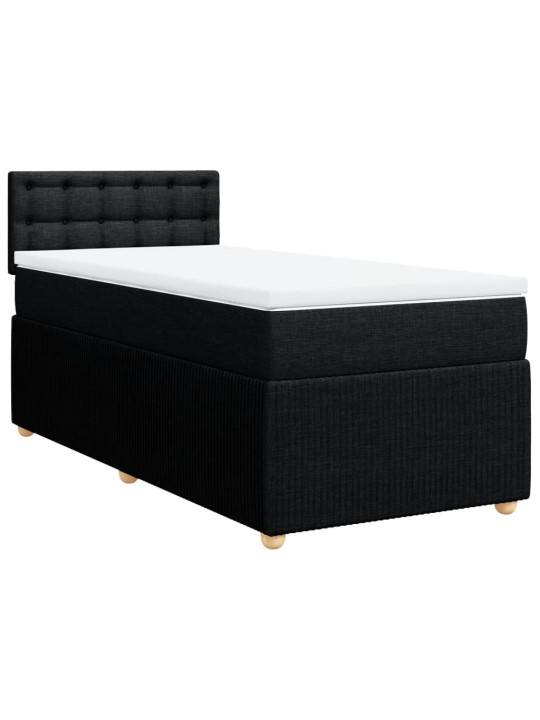 Box spring postel s matrací černá 100 x 200 cm textil