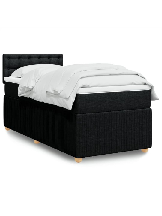 Box spring postel s matrací černá 100 x 200 cm textil