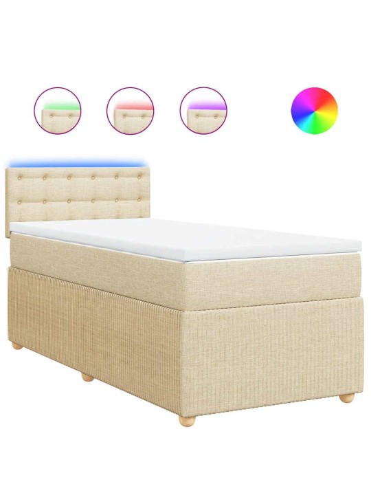 Box spring postel s matrací krémová 100 x 200 cm textil