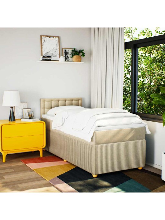 Box spring postel s matrací krémová 100 x 200 cm textil