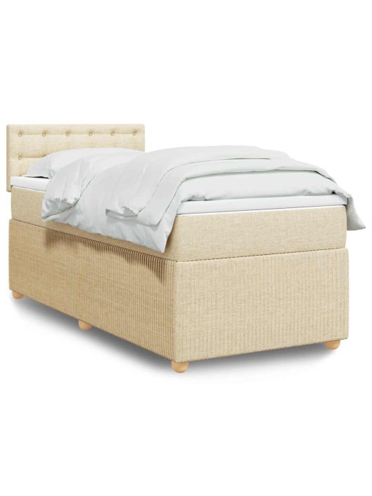 Box spring postel s matrací krémová 100 x 200 cm textil