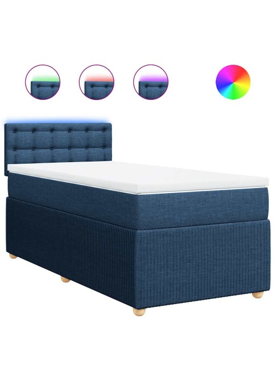 Box spring postel s matrací modrá 100 x 200 cm textil