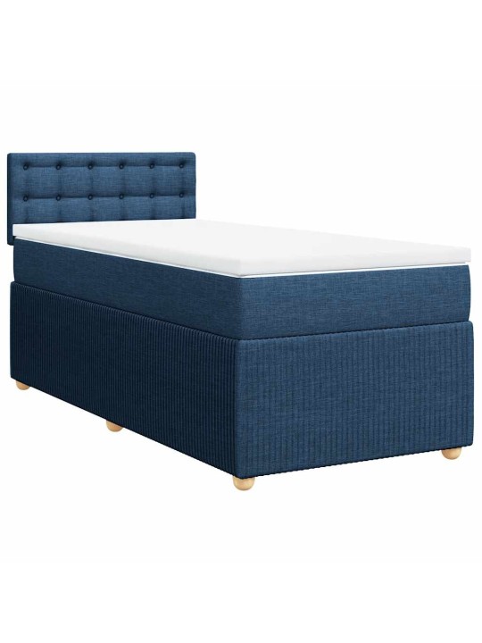 Box spring postel s matrací modrá 100 x 200 cm textil