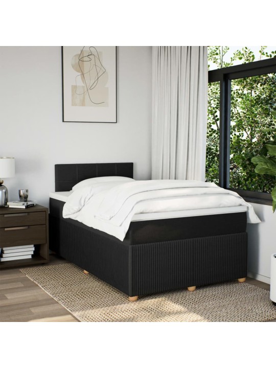 Box spring postel s matrací černá 120x190 cm textil