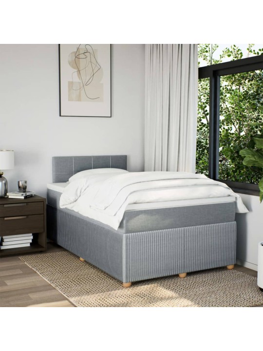 Box spring postel s matrací světle šedá 120 x 200 cm textil