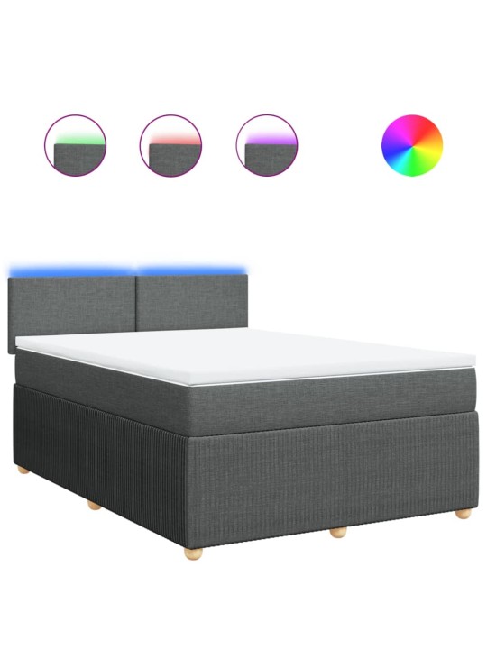 Box spring postel s matrací tmavě šedý 140 x 190 cm textil