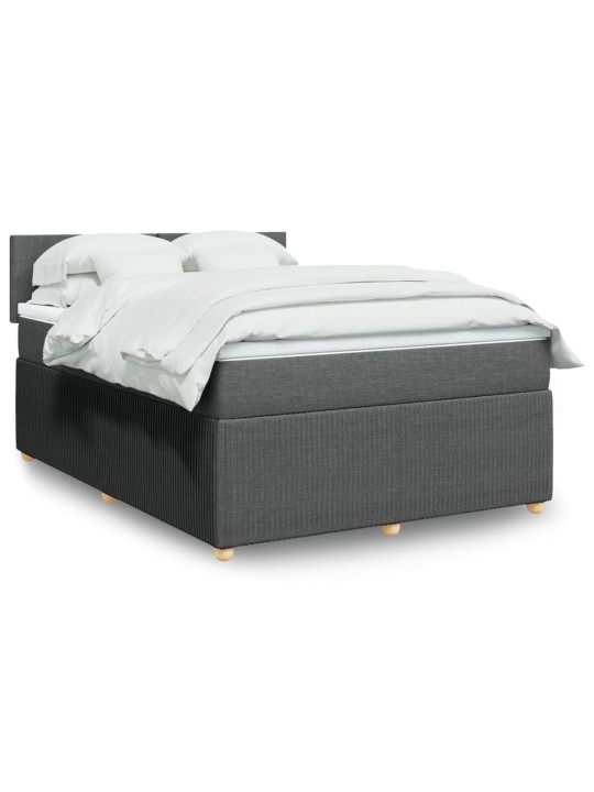 Box spring postel s matrací tmavě šedý 140 x 190 cm textil