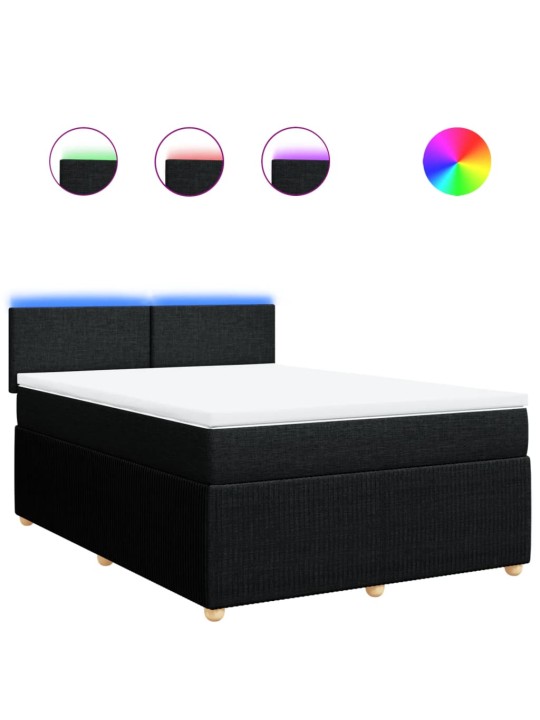 Box spring postel s matrací černá 140 x 190 cm textil