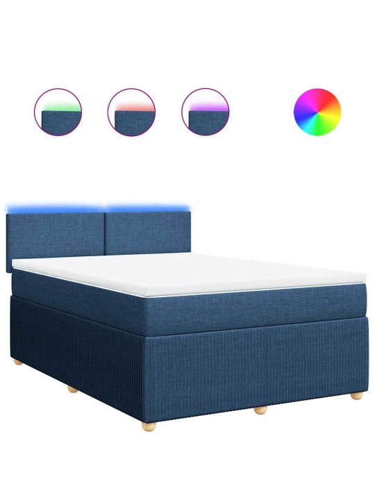 Box spring postel s matrací modrá 140x190 cm textil