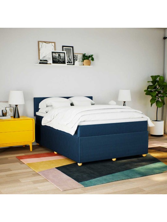 Box spring postel s matrací modrá 140x190 cm textil