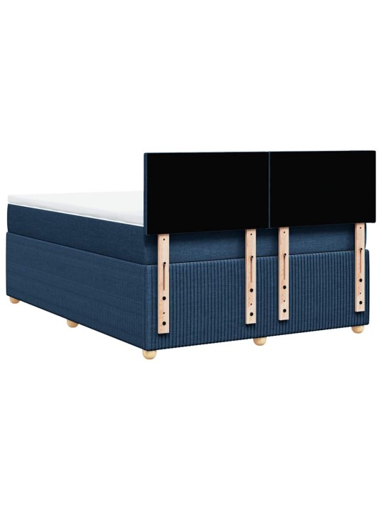 Box spring postel s matrací modrá 140x190 cm textil