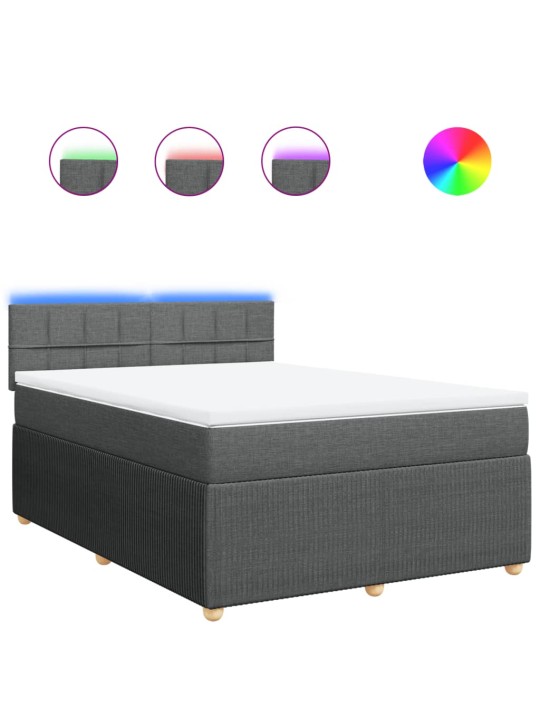 Box spring postel s matrací tmavě šedý 140 x 190 cm textil