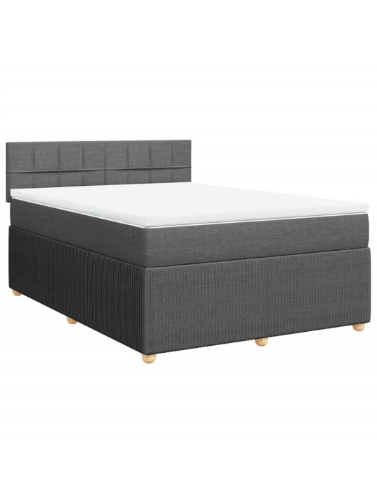 Box spring postel s matrací tmavě šedý 140 x 190 cm textil