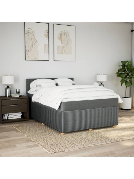 Box spring postel s matrací tmavě šedý 140 x 190 cm textil