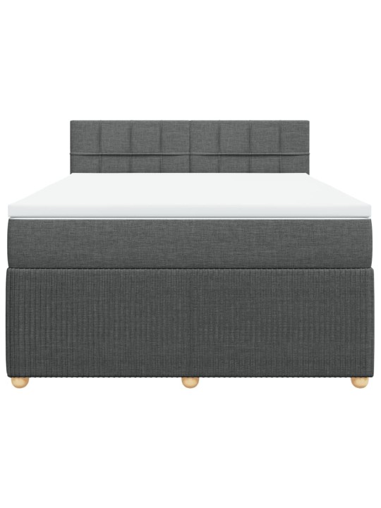 Box spring postel s matrací tmavě šedý 140 x 190 cm textil