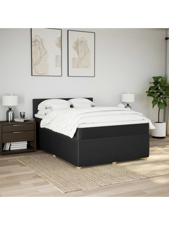 Box spring postel s matrací černá 140 x 190 cm textil
