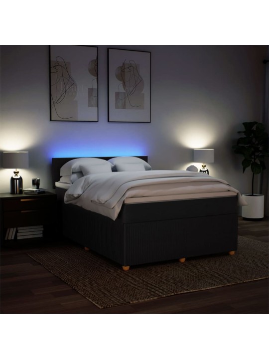 Box spring postel s matrací černá 140 x 190 cm textil