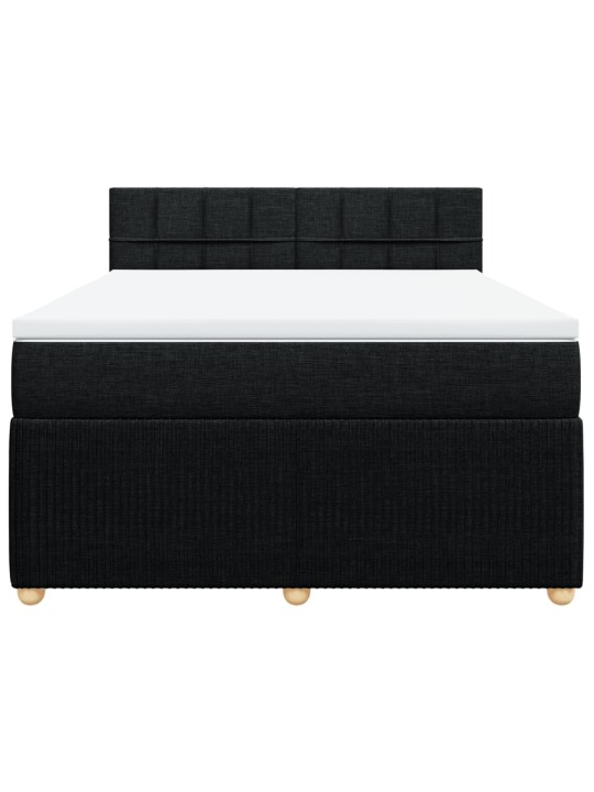 Box spring postel s matrací černá 140 x 190 cm textil