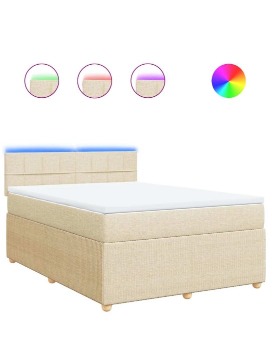 Box spring postel s matrací krémová 140x190 cm textil
