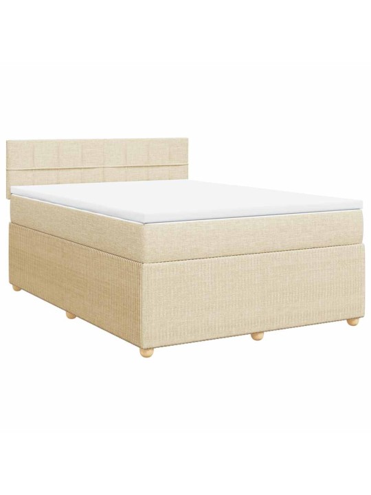 Box spring postel s matrací krémová 140x190 cm textil