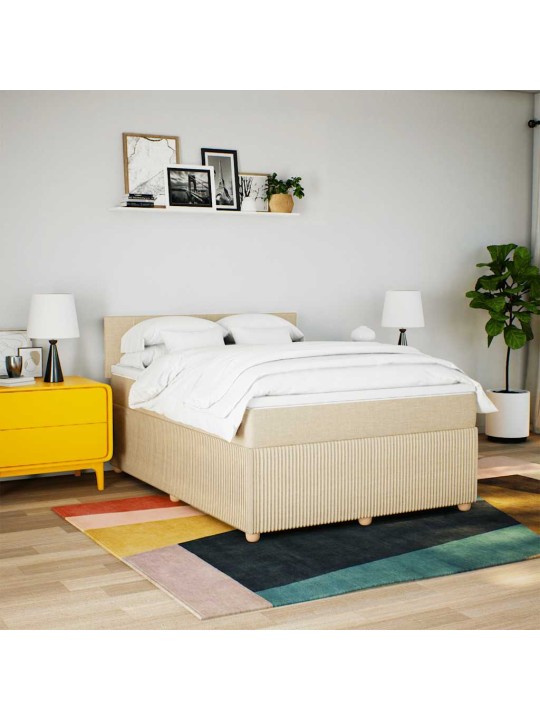 Box spring postel s matrací krémová 140x190 cm textil