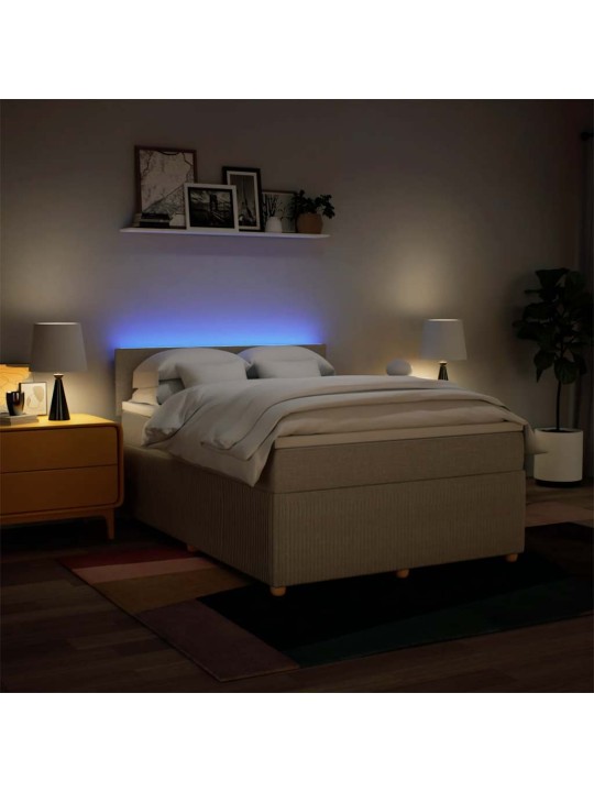 Box spring postel s matrací krémová 140x190 cm textil
