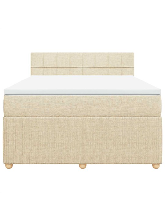 Box spring postel s matrací krémová 140x190 cm textil