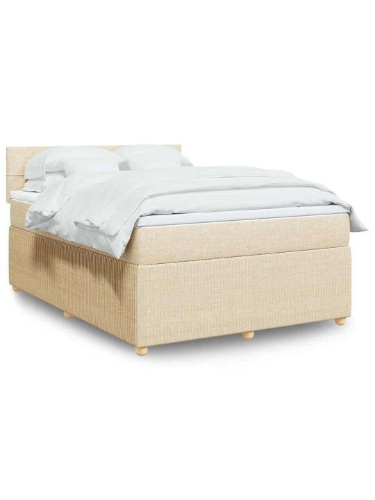 Box spring postel s matrací krémová 140x190 cm textil
