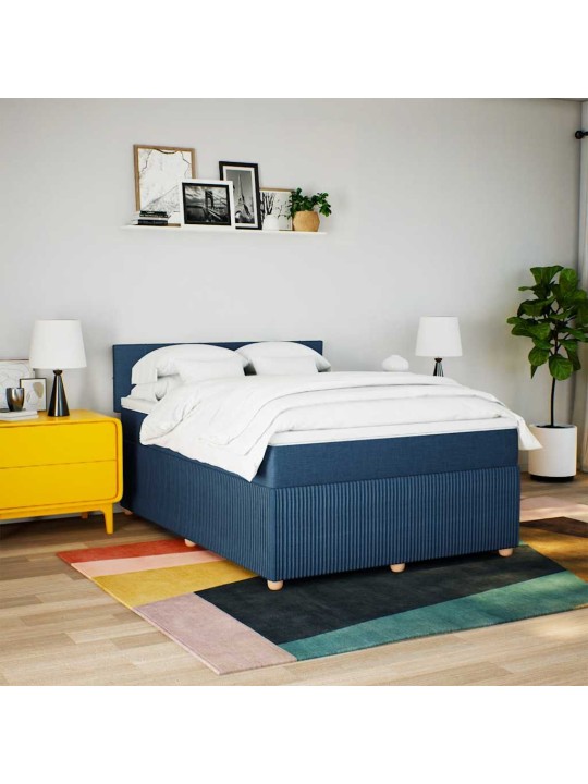Box spring postel s matrací modrá 140x190 cm textil