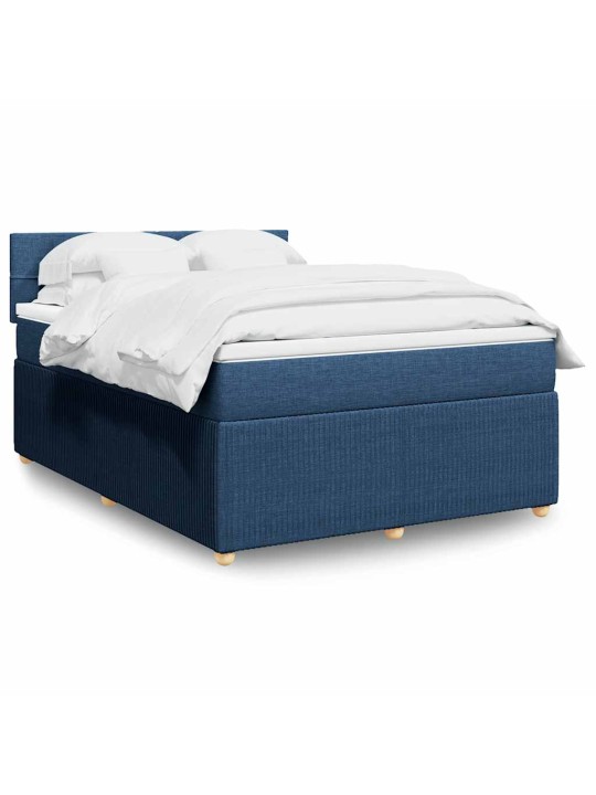 Box spring postel s matrací modrá 140x190 cm textil