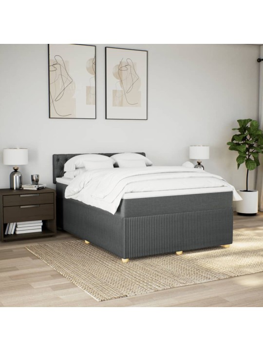 Box spring postel s matrací tmavě šedý 140 x 190 cm textil