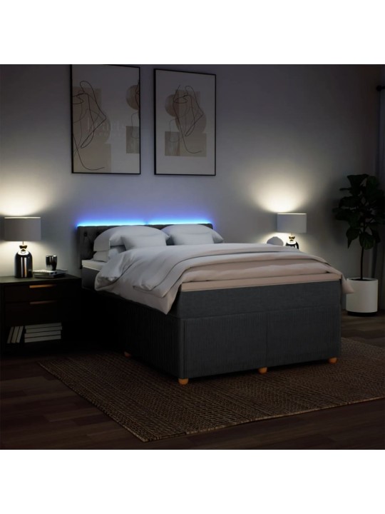 Box spring postel s matrací tmavě šedý 140 x 190 cm textil