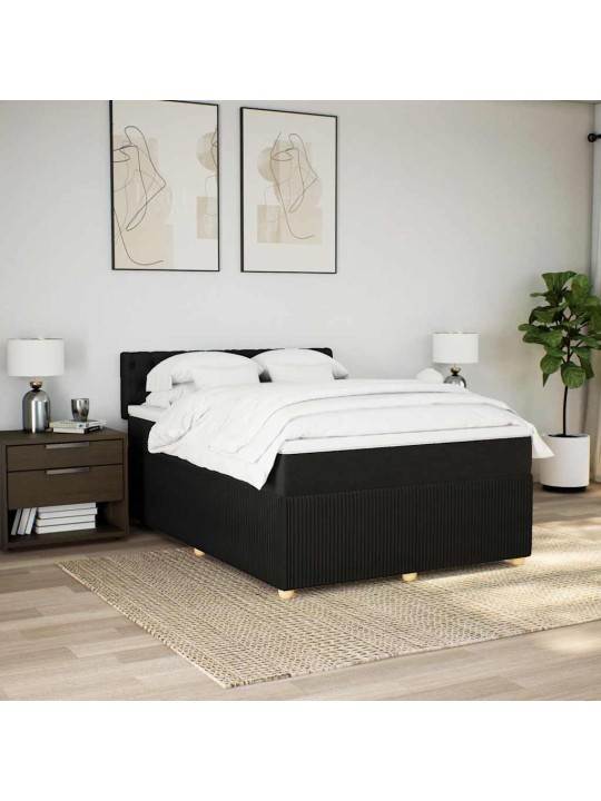 Box spring postel s matrací černá 140 x 190 cm textil