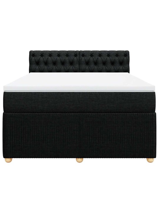 Box spring postel s matrací černá 140 x 190 cm textil