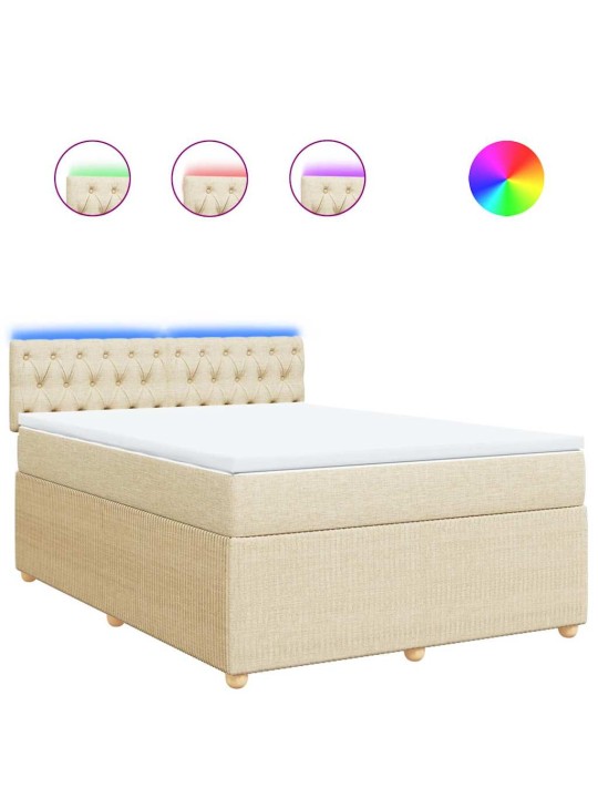 Box spring postel s matrací krémová 140x190 cm textil