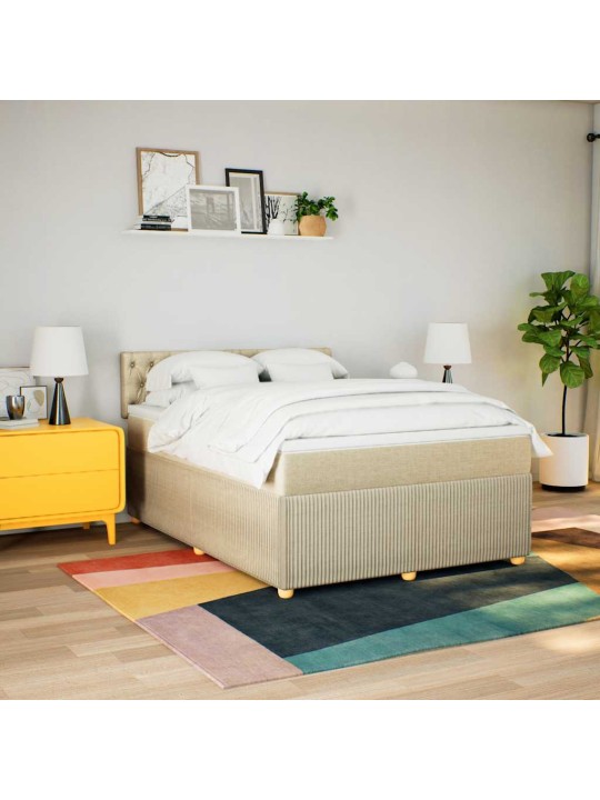 Box spring postel s matrací krémová 140x190 cm textil