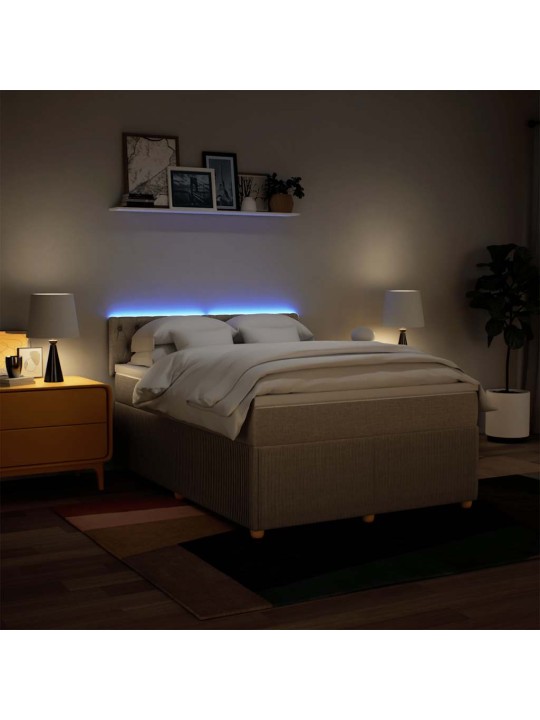Box spring postel s matrací krémová 140x190 cm textil