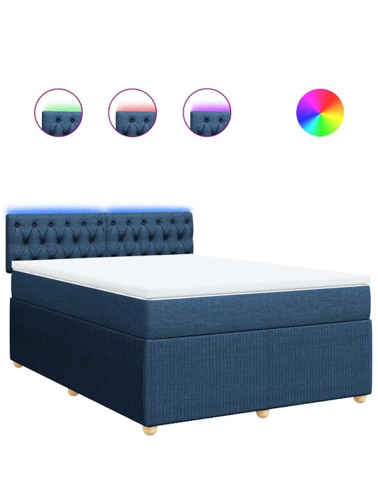 Box spring postel s matrací modrá 140x190 cm textil