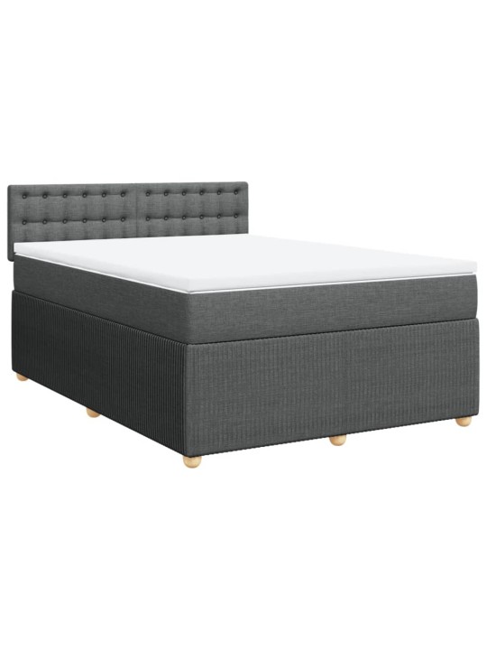Box spring postel s matrací tmavě šedý 140 x 190 cm textil