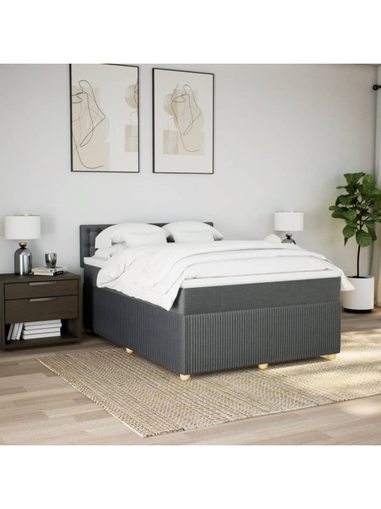 Box spring postel s matrací tmavě šedý 140 x 190 cm textil