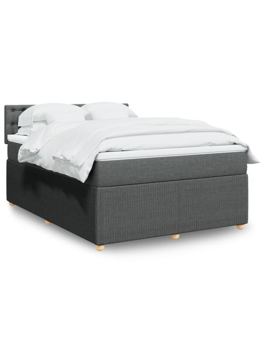 Box spring postel s matrací tmavě šedý 140 x 190 cm textil