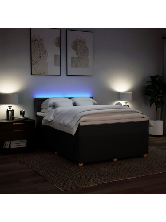 Box spring postel s matrací černá 140 x 190 cm textil